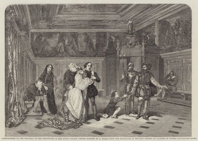 Inkvisition tuomioistuimen esihuone Ducal Palacessa, Venetsiassa tekijältä Louis Haghe