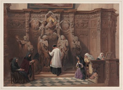 Rippisali, Pyhän Paavalin kirkko, Antwerpen, 1838. tekijältä Louis Haghe