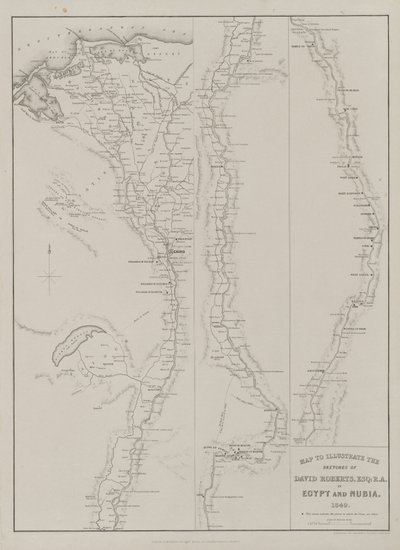 Egypti ja Nubia, Volume III: Map to Illustrated the Sketches of David Roberts, Esq...1849, 1849. tekijältä Louis Haghe