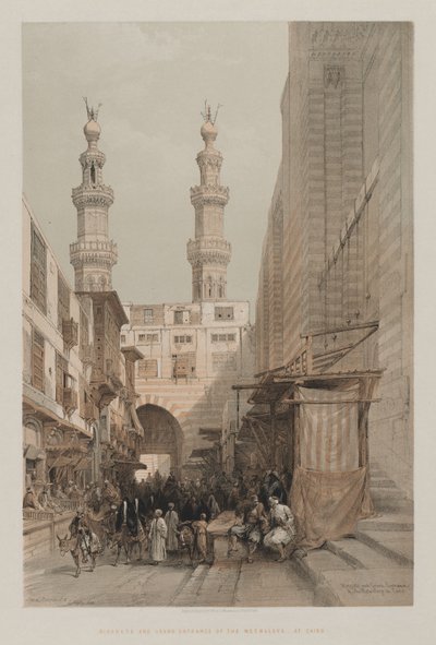 Egypti ja Nubia, Volume III: Minareets, and Grand Entrance of the Metwaleys, Kairo tekijältä Louis Haghe