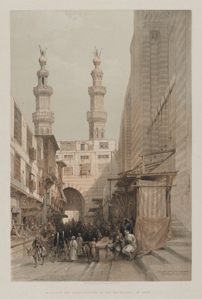 Egypti ja Nubia, Volume III: Minareets, and Grand Entrance of the Metwaleys, Kairo, 1848. tekijältä Louis Haghe