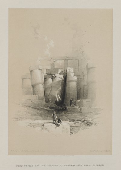 Egypti ja Nubia, osa II: Osa pylväiden salista Karnakissa, Thebes, 1847. tekijältä Louis Haghe