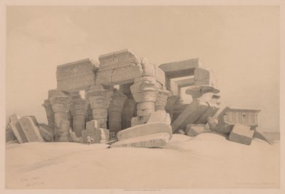 Egypti ja Nubia: Osa I - nro 1, nro 2, Kom Ombon temppelin portikon jäännökset tekijältä Louis Haghe