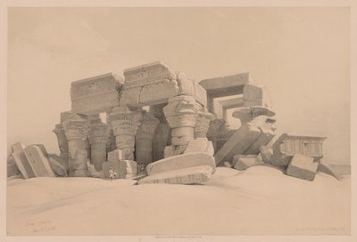 Egypti ja Nubia: Osa I - nro 1, nro 2, Kom Ombon temppelin portikon jäännökset, 1838. tekijältä Louis Haghe