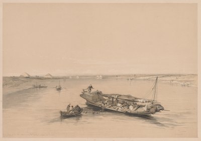 Egypti ja Nubia: Osa I - nro 4, Orjaveneet Niilillä, Näkymä kohti..., 1838. tekijältä Louis Haghe