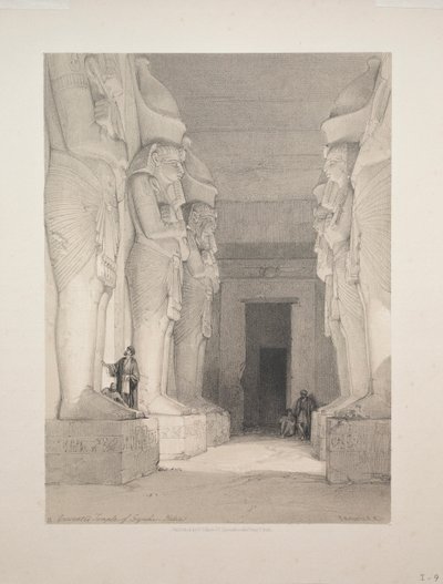 Egypti ja Nubia: osa I - nro 9, kaivettu Gyrshen temppeli, Nubia, 1838. tekijältä Louis Haghe