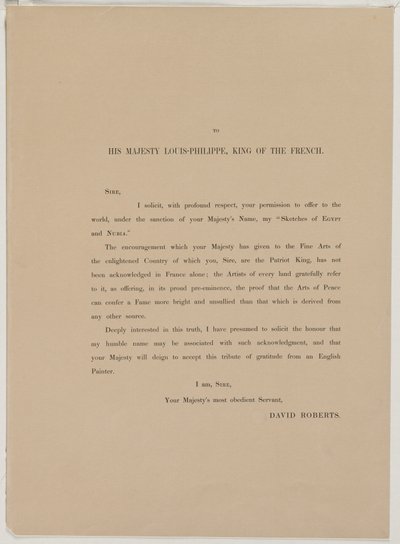 Egypti ja Nubia, osa I: Dedication page, 1846. tekijältä Louis Haghe
