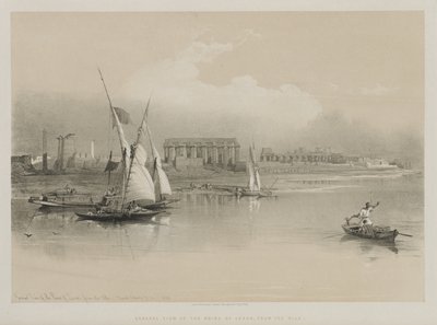 Egypti ja Nubia, osa I: Yleinen näkymä Luxorin raunioista, Niililtä, 1846. tekijältä Louis Haghe