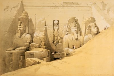 "Abu Simbelin suuren temppelin etukorkeus, Nubia", Egypti, 1849 tekijältä Louis Haghe