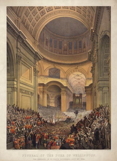 Wellingtonin herttuan hautajaiset, seremonia St Paulin katedraalissa, 18. marraskuuta 1852 tekijältä Louis Haghe