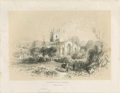 Handsworthin kirkko: litografia, nd [1806-1885] tekijältä Louis Haghe