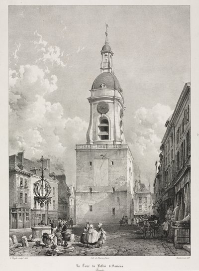 Kuvankauniita ja romanttisia matkoja vanhassa Ranskassa, Picardie: Amiensin kellotapuli..., 1835. tekijältä Louis Haghe