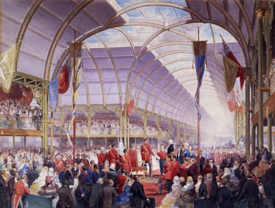 Sir Thomas Fairbairn luovuttaa osoitteen Prince Consortille Art Treasures -näyttelyssä Manchesterissa toukokuussa 1857 (kynä, akvarelli ja guassi paperille) tekijältä Louis Haghe