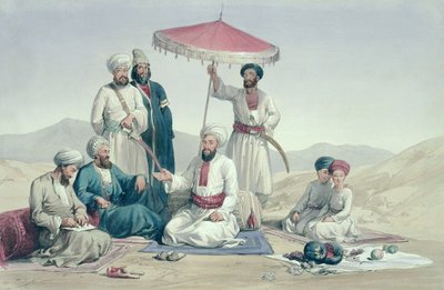Umer Dost Mohammad Khan, Kapteeni Lockyer Willis Hartin kirjoittamasta "Afghanistanin hahmot ja puvut", julkaistu 1843 tekijältä Louis Hague