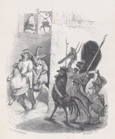 Useammin kuin kerran lähtiessään naamiopallolta partio pidätti herra de ***n..., noin. 1837-47. tekijältä Louis Henri Brévière