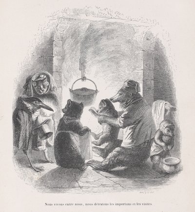 Elämme keskenämme, vihaamme häiriöitä ja vierailuja Scenes from the..., ca. 1837-47. tekijältä Louis Henri Brévière