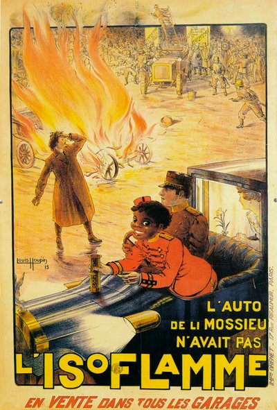 Isoflamme-sammuttimien mainos, 1913 tekijältä Louis Houpin