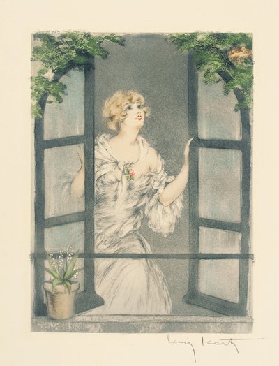 The Four Seasons: Kevät, n. 1928 (käsinvärinen kuivakärki ja akvatinta) (katso myös 745548-51) tekijältä Louis Icart