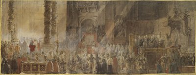 Ruotsin kuningas Kustaa III (1746-1792) osallistuu joulumessuun Pietarinkirkossa Vatikaanissa, vuonna 1783 - Ruotsin kuningas Kustaa III osallistuu joulumessuun Pietarinkirkossa Vatikaanissa tekijältä Louis Jean Desprez