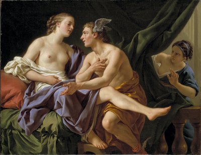 Mercury, Herse ja Aglarus - Mercury, Herse ja Aglarus, kirjoittanut Lagrenee, Louis-Jean-Francois (1725-1805). öljy kankaalle tekijältä Louis Jean François Lagrenée