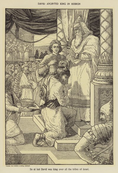 Daavid voiteli kuninkaaksi Hebronissa tekijältä Louis John Rhead