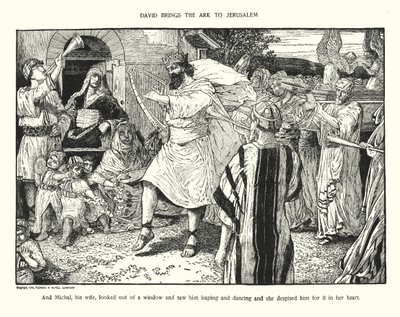 Daavid tuo arkkiarkun Jerusalemiin (litografia) tekijältä Louis John Rhead