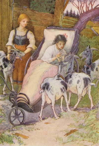 Johanna Spyrin kuvitus Heidiin (värilitraus). tekijältä Louis John Rhead