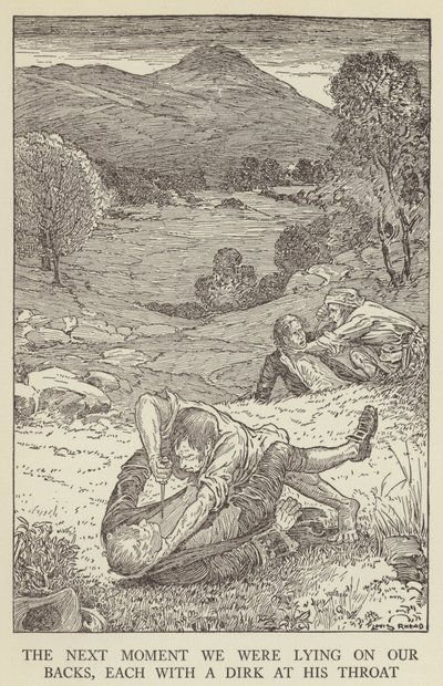 Robert Louis Stevensonin kuvitus Kidnapped tekijältä Louis John Rhead
