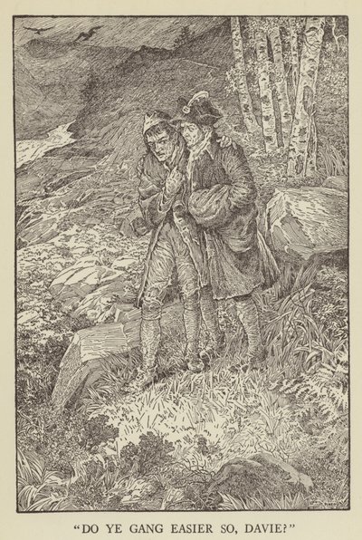 Robert Louis Stevensonin kuvitus Kidnapped tekijältä Louis John Rhead