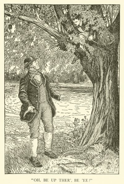 Kuvitus Tom Brownin koulupäiville (kaiverrus) tekijältä Louis John Rhead