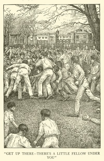Kuvitus Tom Brownin koulupäiville (kaiverrus) tekijältä Louis John Rhead
