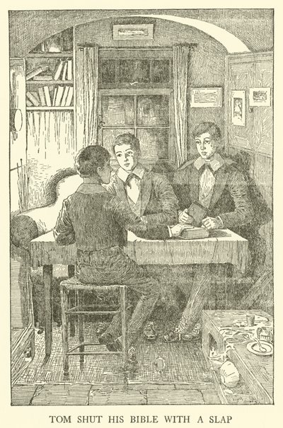 Kuvitus Tom Brownin koulupäiville (kaiverrus) tekijältä Louis John Rhead