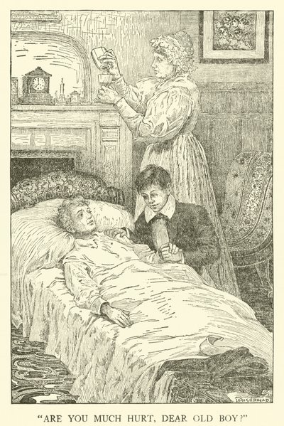Kuvitus Tom Brownin koulupäiville (kaiverrus) tekijältä Louis John Rhead