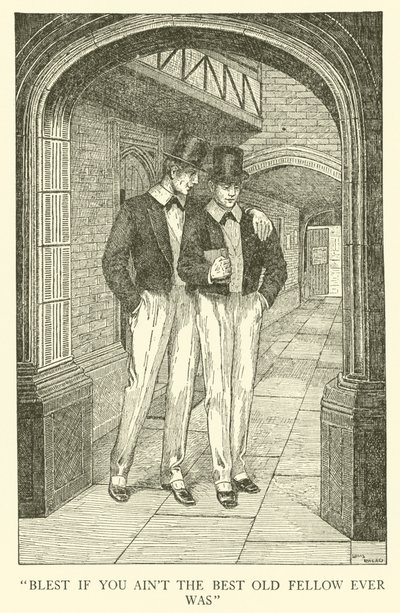 Kuvitus Tom Brownin koulupäiville (kaiverrus) tekijältä Louis John Rhead