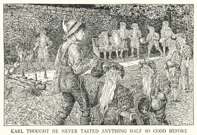 Karl luuli, ettei ollut koskaan ennen maistanut mitään puoliksi niin hyvää (litho) tekijältä Louis John Rhead