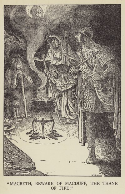Macbeth, varo Macduffia, Fifen Thanea! tekijältä Louis John Rhead