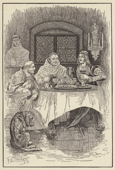 Prior William järjestää pidot kuninkaalle ja piispalle tekijältä Louis John Rhead