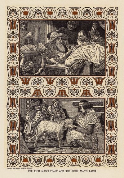 Rikkaan miehen juhla ja köyhän miehen karitsa (litografia) tekijältä Louis John Rhead