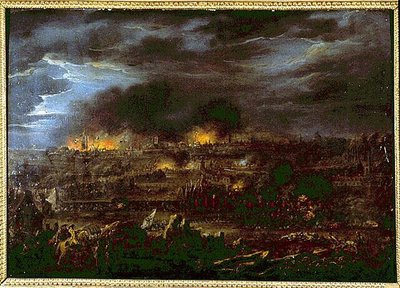 Lillen pommittaminen - Louis Joseph Watteau dit Watteau de Lille (1731-1798) tekijältä Louis Joseph  Watteau