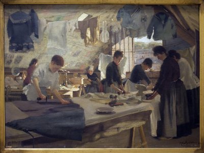 Viiltäjän työpaja Trouvillessa. Louis Joseph Anthonissenin (1849-1913) maalaus Öljy kankaalle tekijältä Louis Joseph Anthonissen