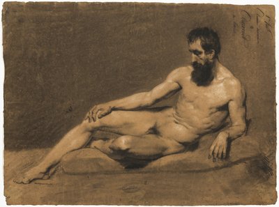 Makuuasennossa oleva miespuolinen alaston tekijältä Louis Joseph Cesar Ducornet