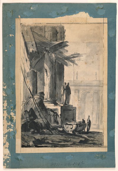 Piirros, Rauniofantasia, n. 1762 tekijältä Louis Joseph Le Lorrain