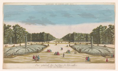 Näkymä Versaillesin puutarhaan Vue des Jardins de Versailles (otsikko esineessä) tekijältä Louis Joseph Mondhare