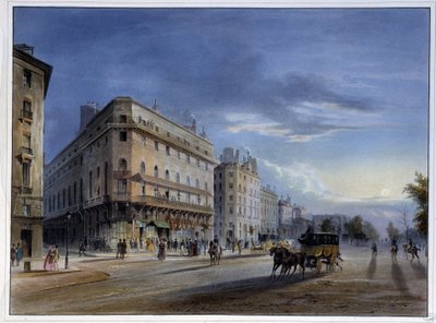 Boulevard des Italiens - paikassa "" Paris en 1837", kirjoittanut Arnout tekijältä Louis Jules Arnout