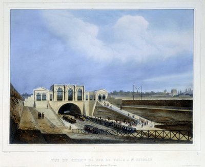 Rautatie Pariisista Saint Germainiin - Arnoutin "Pariisissa vuonna 1837". tekijältä Louis Jules Arnout