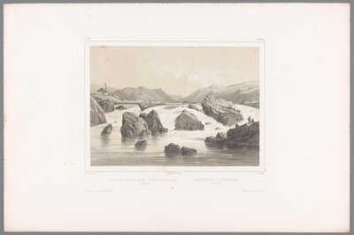 Lohen kalastajat Kassajoella Hallandissa Pêche du saumon dans la rivière de Kassa à Halland / Laxefiskeriet i Kassaelven, Halland (otsikko esineessä) Kasvot Skandinaviassa (sarjan nimi) Vues du Nord. Mokka (sarjan nimi) tekijältä Louis Julien Jacottet
