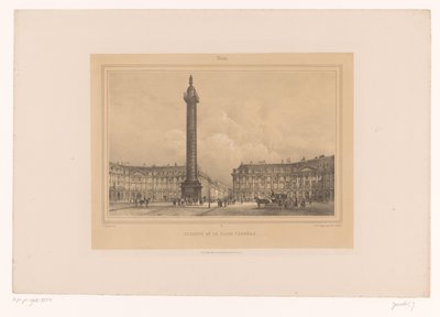 Näkymä Colonne Vendômelle Colonne de la Place Vendôme (otsikko esineessä) Kasvot Pariisissa ja sen ympäristössä (sarjan nimi) Paris (sarjan nimi esineellä) tekijältä Louis Julien Jacottet