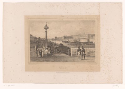 Näkymä Palais du Louvrelle Pont Neufista Le Louvre, pris du Pont-neuf (otsikko esineessä) Kasvot Pariisissa ja sen ympäristössä (sarjan nimi) Paris (sarjan nimi esineellä) tekijältä Louis Julien Jacottet
