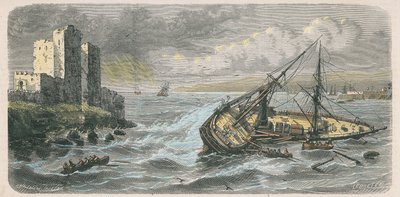Jourdainin uppoaminen Beirutissa vuonna 1863 M. Mourguevillen valokuvan jälkeen tekijältä Louis Le Breton
