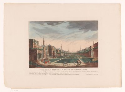 Näkymä kairon aukiolle Vue de la Principale Place du Grand Caire (otsikko esineessä) Kaupunkimaisemat Italiassa, Espanjassa ja Egyptissä (sarjan nimi) tekijältä Louis Lecoeur